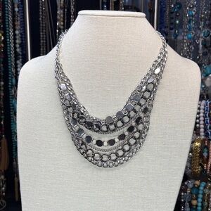 Chic Silver Tone Multi-Layer Necklace